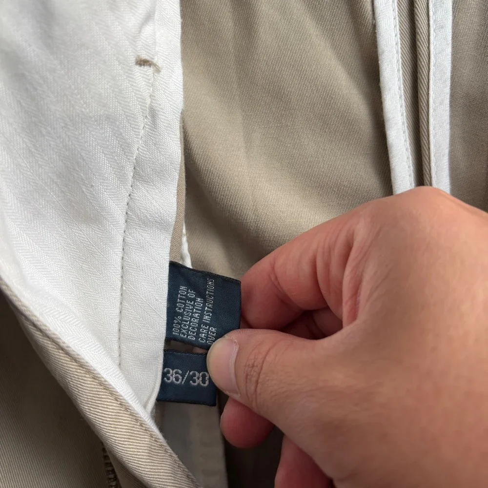 Polo Ralph Lauren Pants Mens 36x30 Ethan Pant Khaki Tan Pleated Cotton Chino